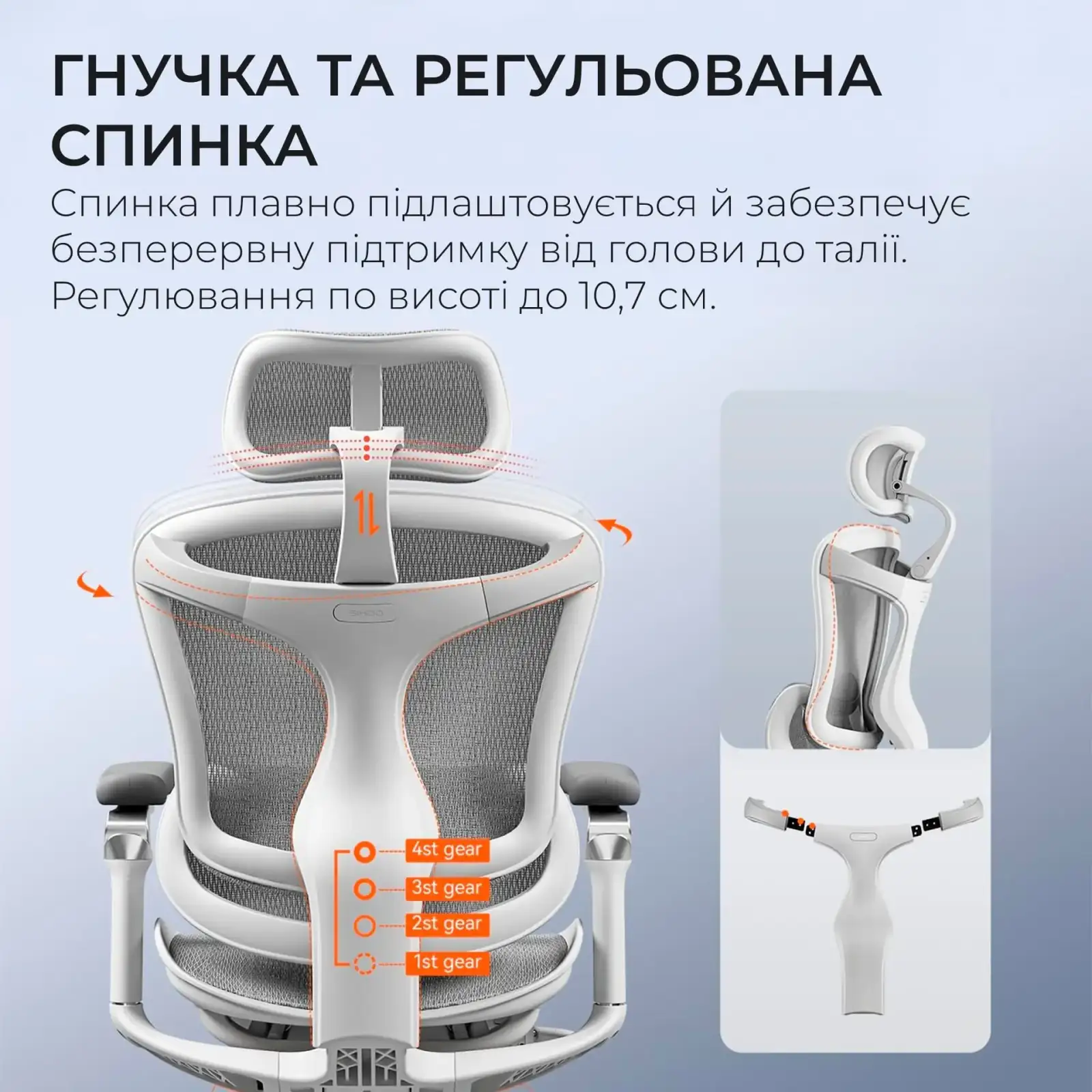 Крісло офісне Sihoo Doro C300 Pro Mesh White (DORO-C300-PRO-M102) UA