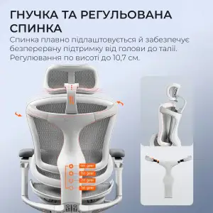 Крісло офісне Sihoo Doro C300 Pro Mesh White (DORO-C300-PRO-M102) UA