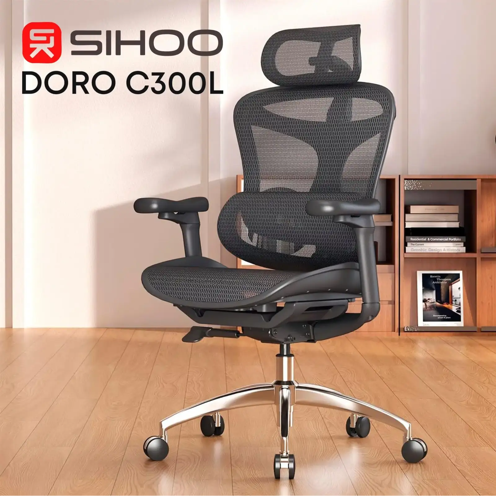 Кресло офисное Sihoo Doro C300L Mesh Black (DORO-C300L-A3-101) UA