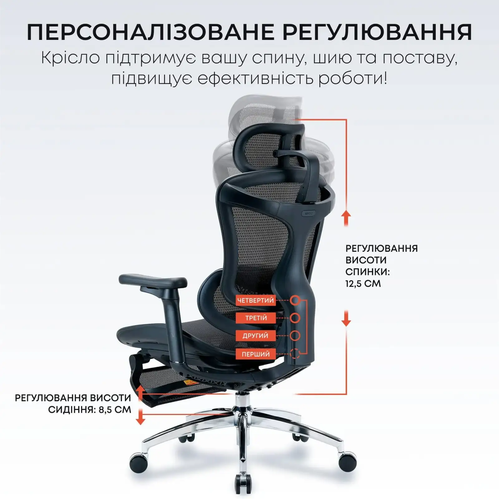 Крісло офісне Sihoo Doro C300L Mesh Black with footrest (Doro-C300L-A3-101-JT) UA
