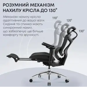 Крісло офісне Sihoo Doro C300L Mesh Black with footrest (Doro-C300L-A3-101-JT) UA