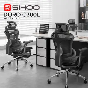 Крісло офісне Sihoo Doro C300L Mesh Black with footrest (Doro-C300L-A3-101-JT) UA