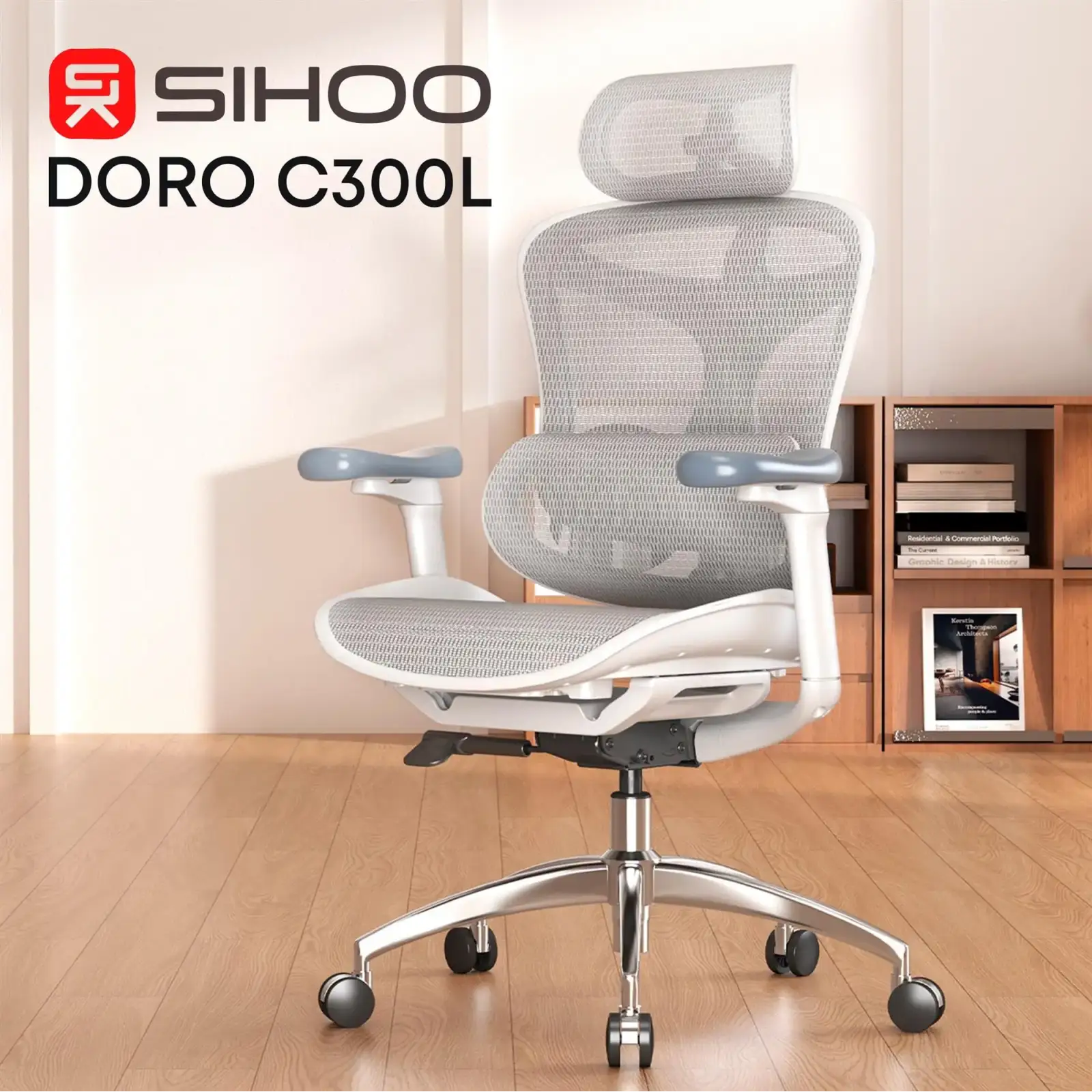 Крісло офісне Sihoo Doro C300L Mesh White DORO-C300L-A3-102) UA