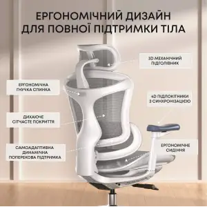 Крісло офісне Sihoo Doro C300L Mesh White DORO-C300L-A3-102) UA