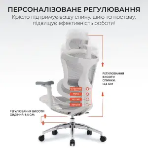 Крісло офісне Sihoo Doro C300L Mesh White DORO-C300L-A3-102) UA