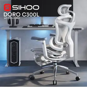 Кресло офисное Sihoo Doro C300L Mesh White with footrest (Doro-C300L-A3-102-JT) UA