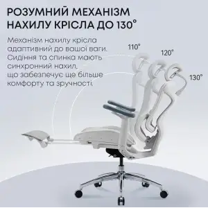 Кресло офисное Sihoo Doro C300L Mesh White with footrest (Doro-C300L-A3-102-JT) UA