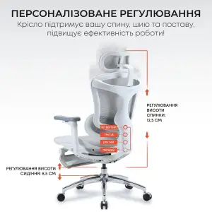 Кресло офисное Sihoo Doro C300L Mesh White with footrest (Doro-C300L-A3-102-JT) UA