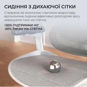 Кресло офисное Sihoo Doro C300L Mesh White with footrest (Doro-C300L-A3-102-JT) UA