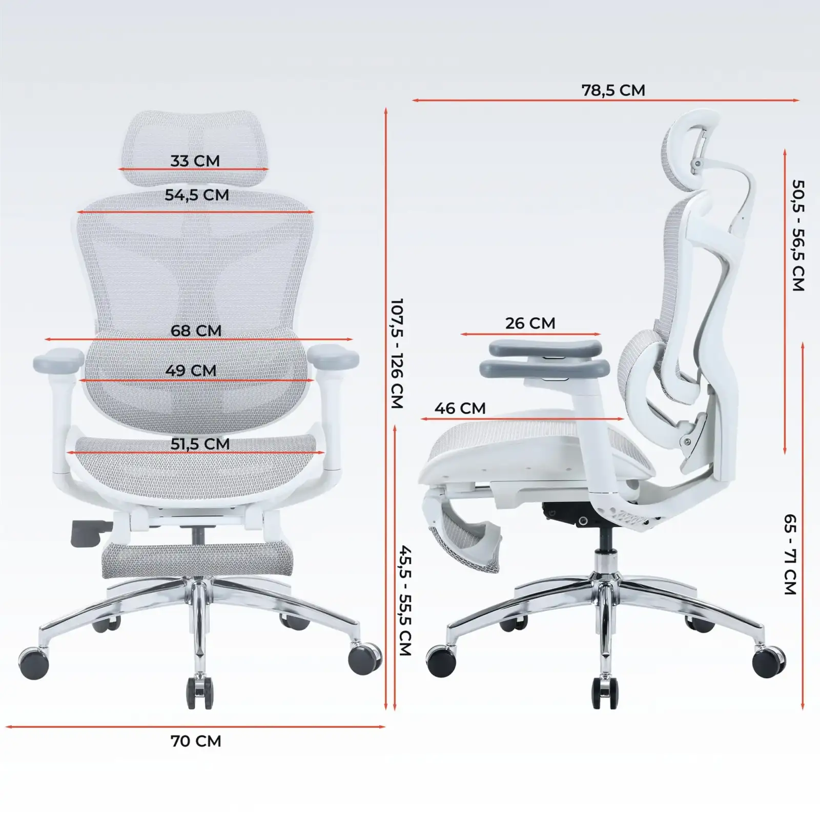 Кресло офисное Sihoo Doro C300L Mesh White with footrest (Doro-C300L-A3-102-JT) UA