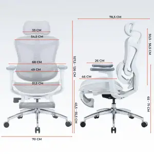 Кресло офисное Sihoo Doro C300L Mesh White with footrest (Doro-C300L-A3-102-JT) UA