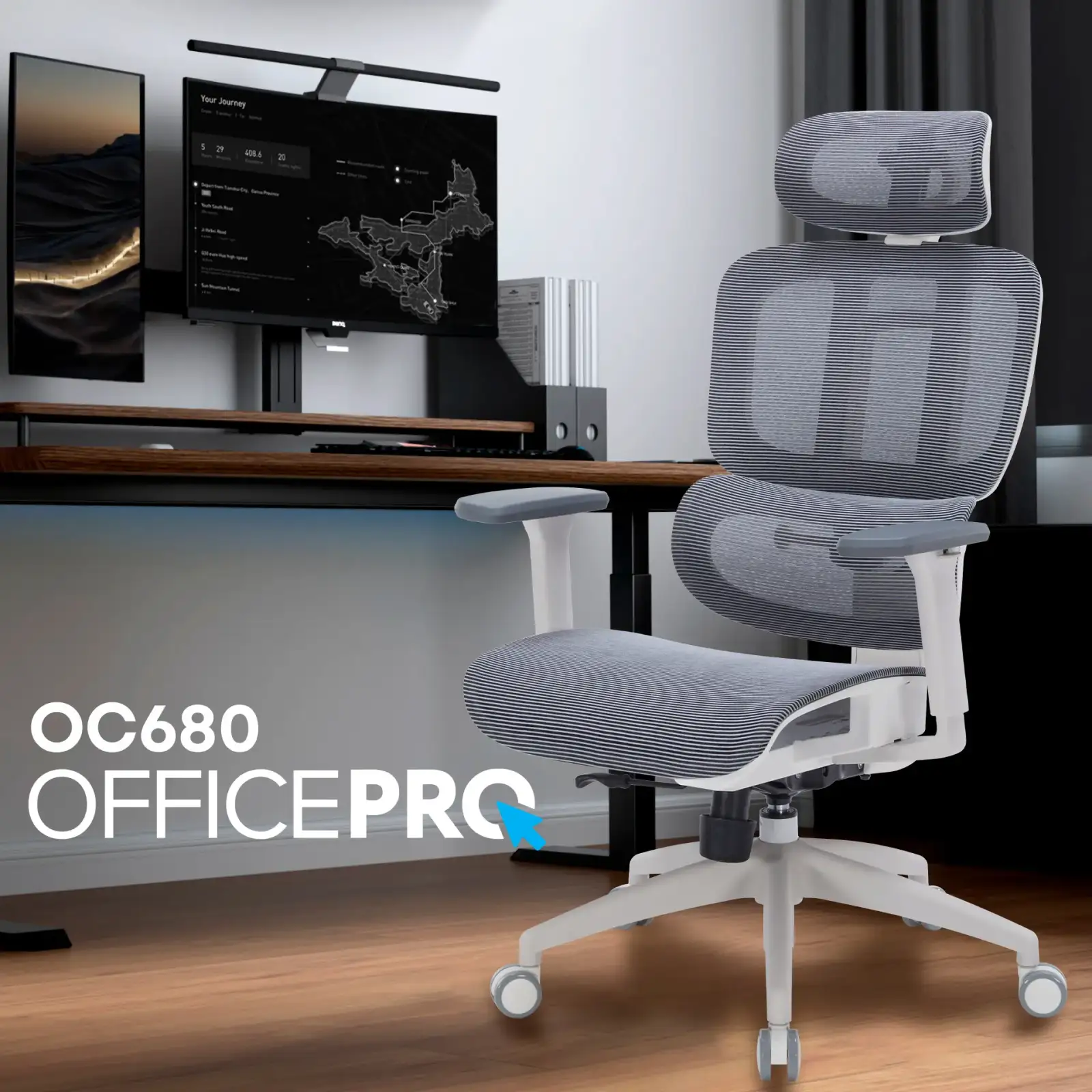 Кресло офисное Officepro Skyline White/Dark Gray (OC680-W-DG-DG) UA
