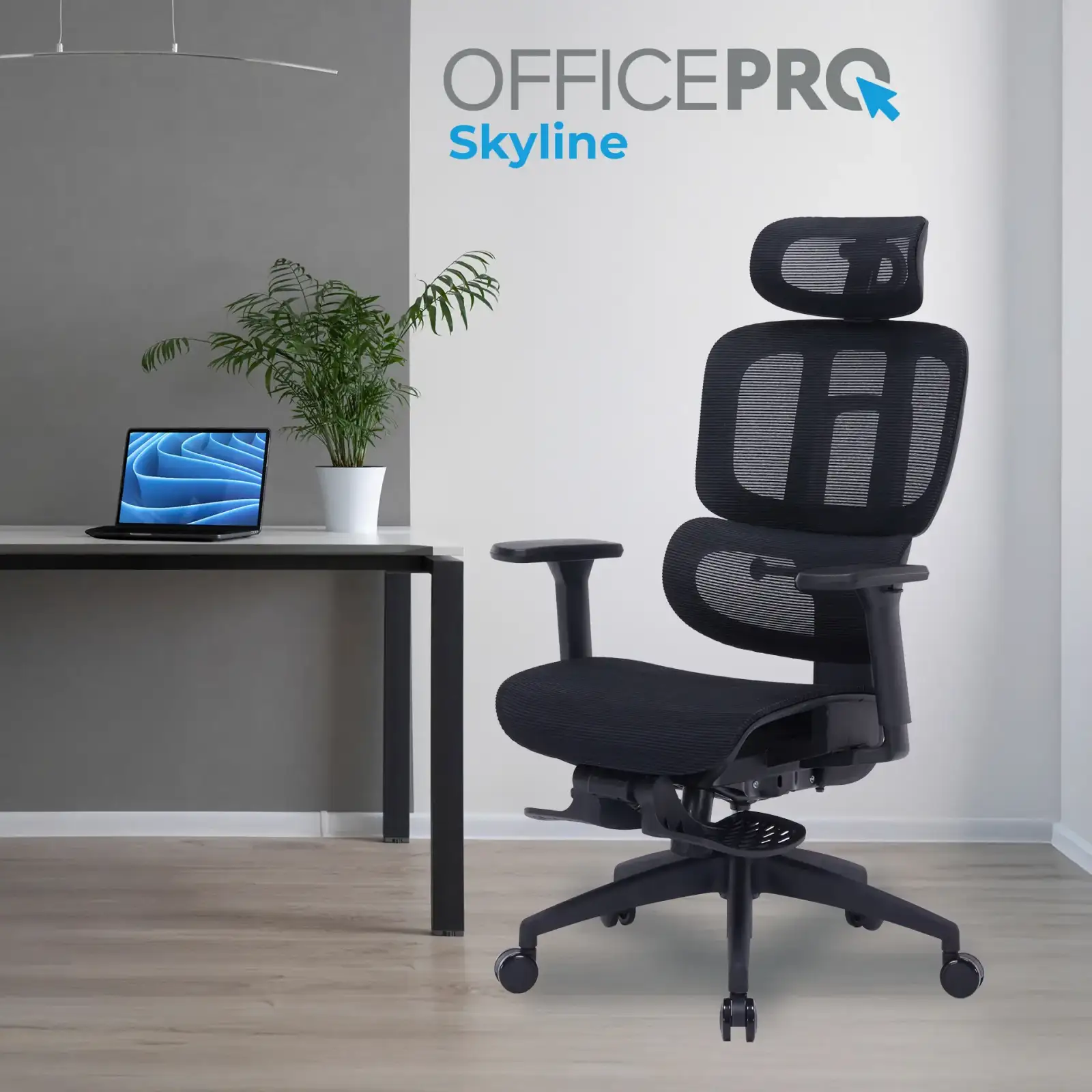 Кресло офисное Officepro Skyline Footrest Black (OC750-B-B-B) UA