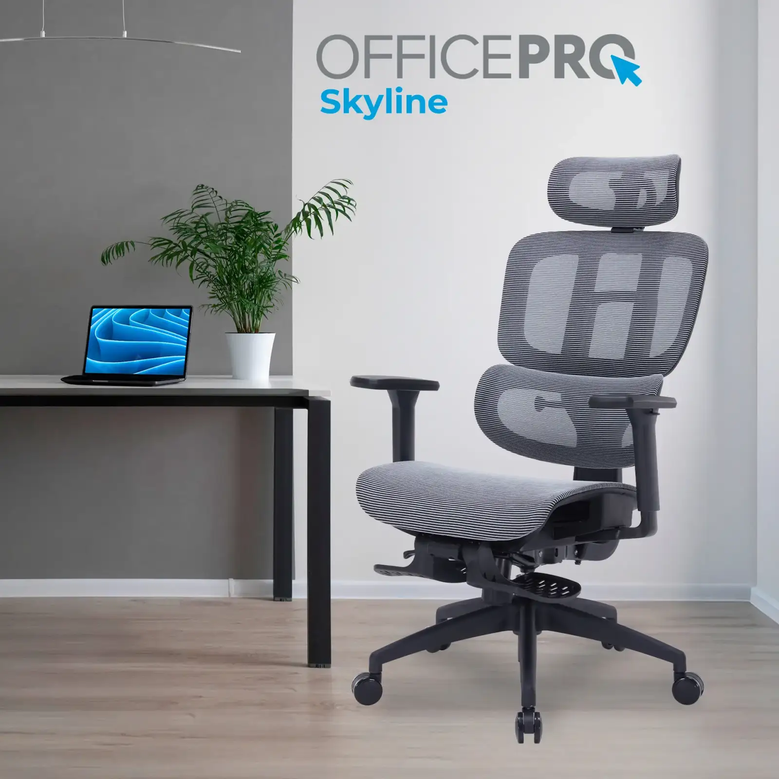 Кресло офисное Officepro Skyline Footrest Black/Dark Gray (OC750-B-DG-DG) UA