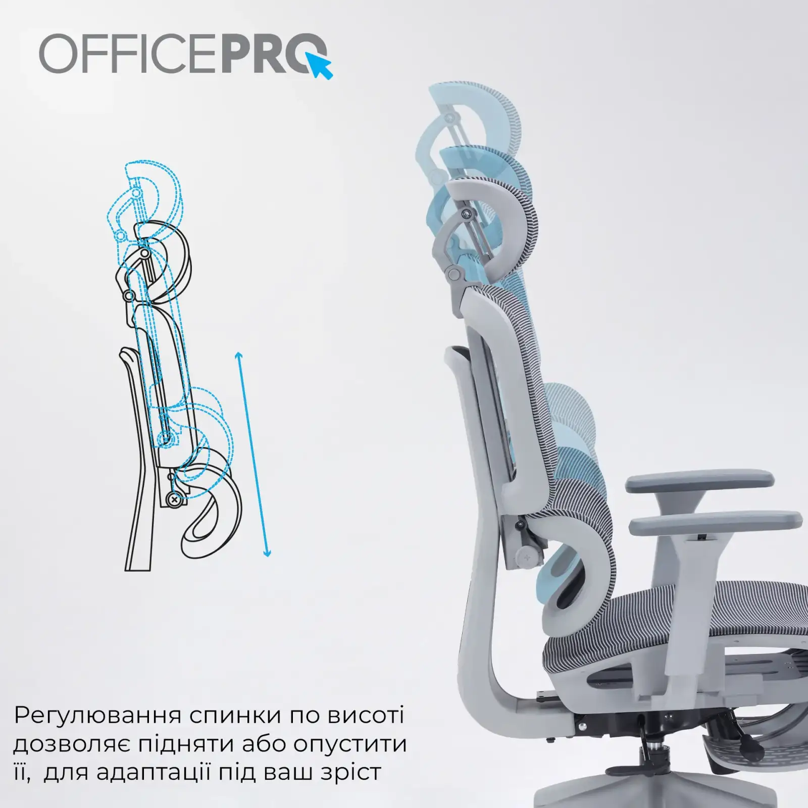 Кресло офисное Officepro Skyline Footrest Gray/Dark Gray (OC750-G-DG-DG) UA