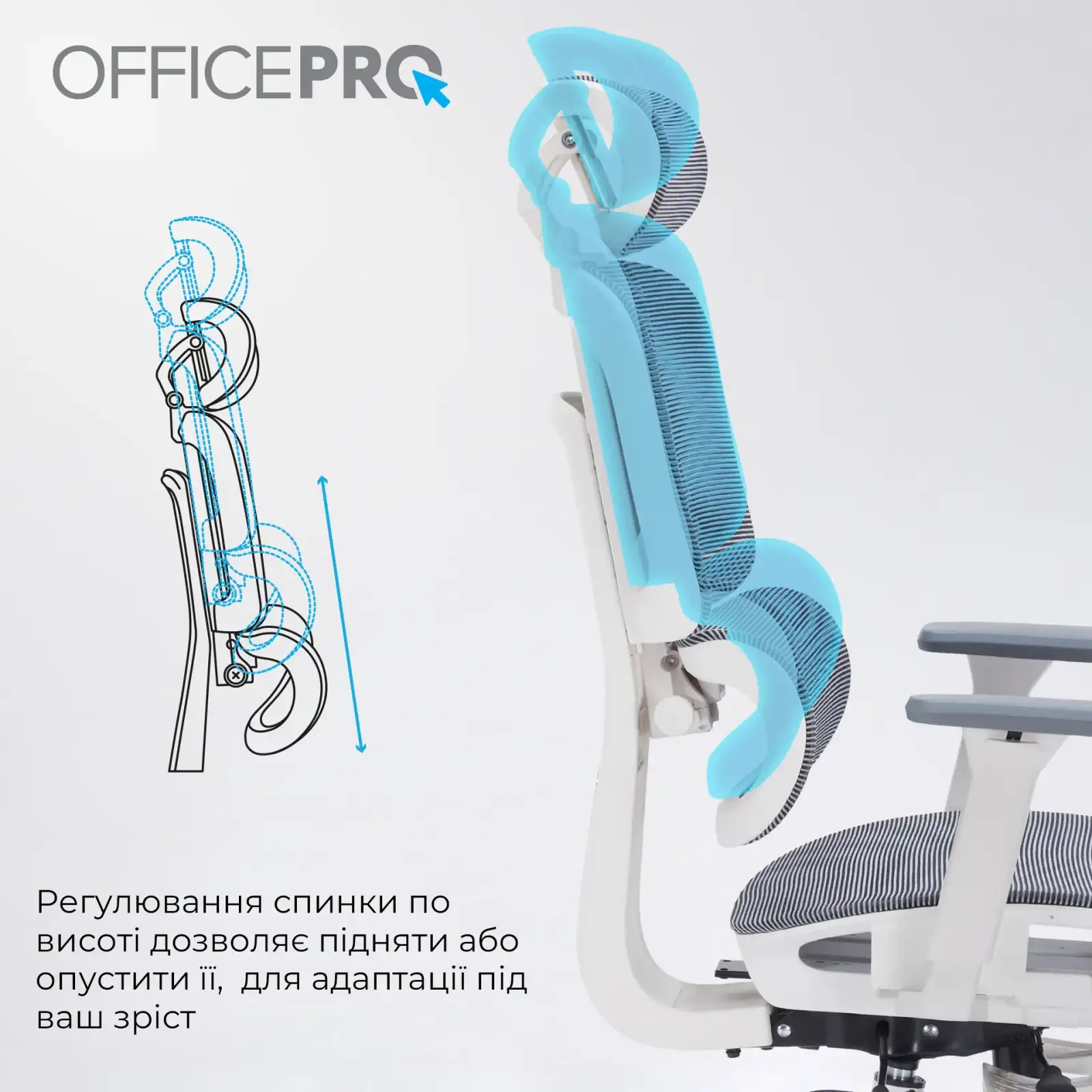 Кресло офисное Officepro Skyline Footrest White/Dark Gray (OC750-W-DG-DG) UA
