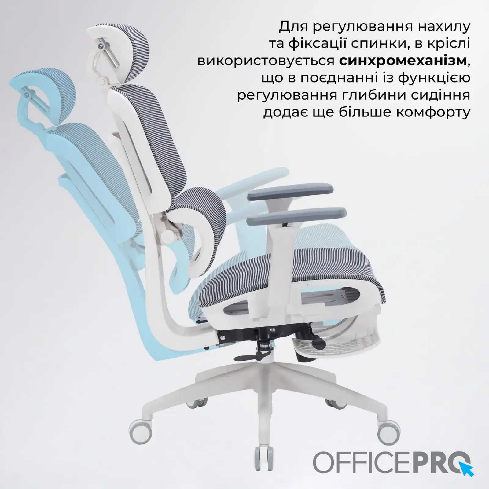 Кресло офисное Officepro Skyline Footrest White/Dark Gray (OC750-W-DG-DG) UA