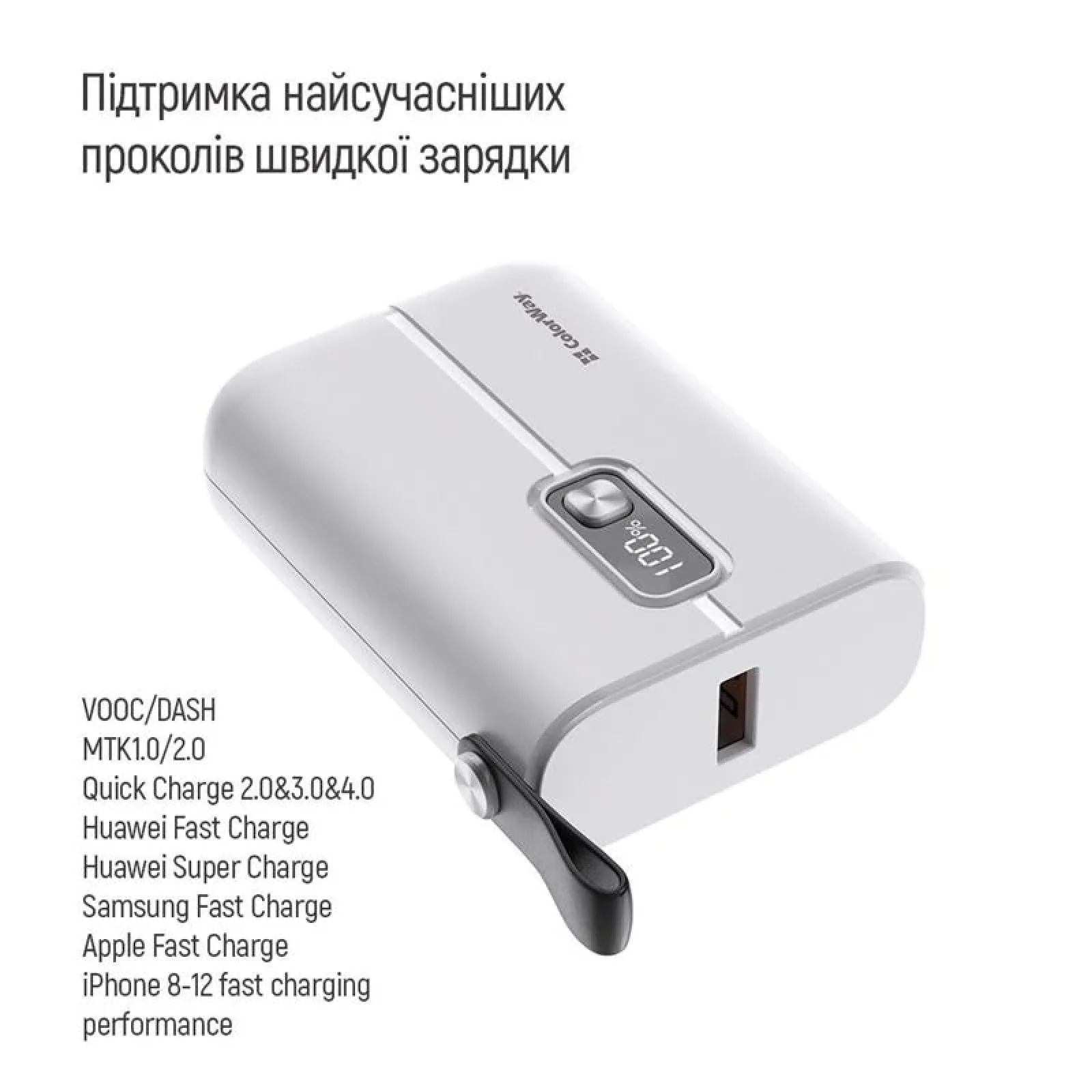 Зовнішній акумулятор ColorWay Full Power 10000mAh White (CW-PB100LPK2WT-PDD) UA
