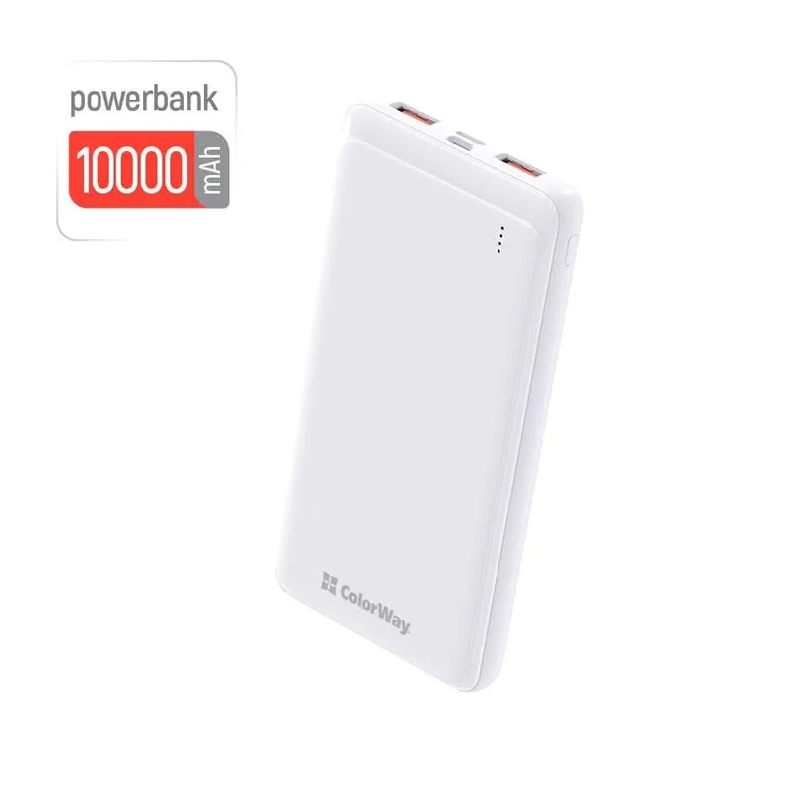Зовнішній акумулятор ColorWay Slim 10000mAh White (CW-PB100LPF2WT) UA