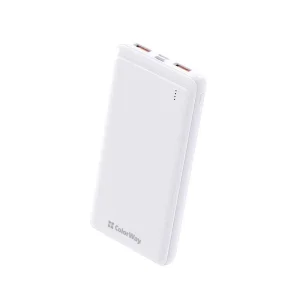 Зовнішній акумулятор ColorWay Slim 10000mAh White (CW-PB100LPF2WT) UA