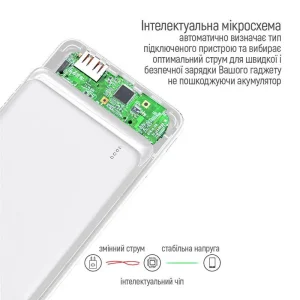 Зовнішній акумулятор ColorWay Slim 10000mAh White (CW-PB100LPF2WT) UA