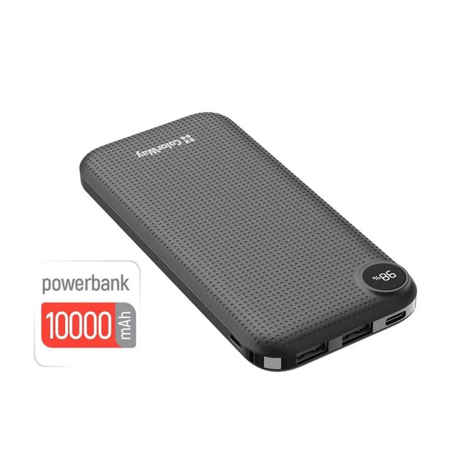 Зовнішній акумулятор ColorWay Slim, LCD 10000mAh Black (CW-PB100LPH2BK-D) UA