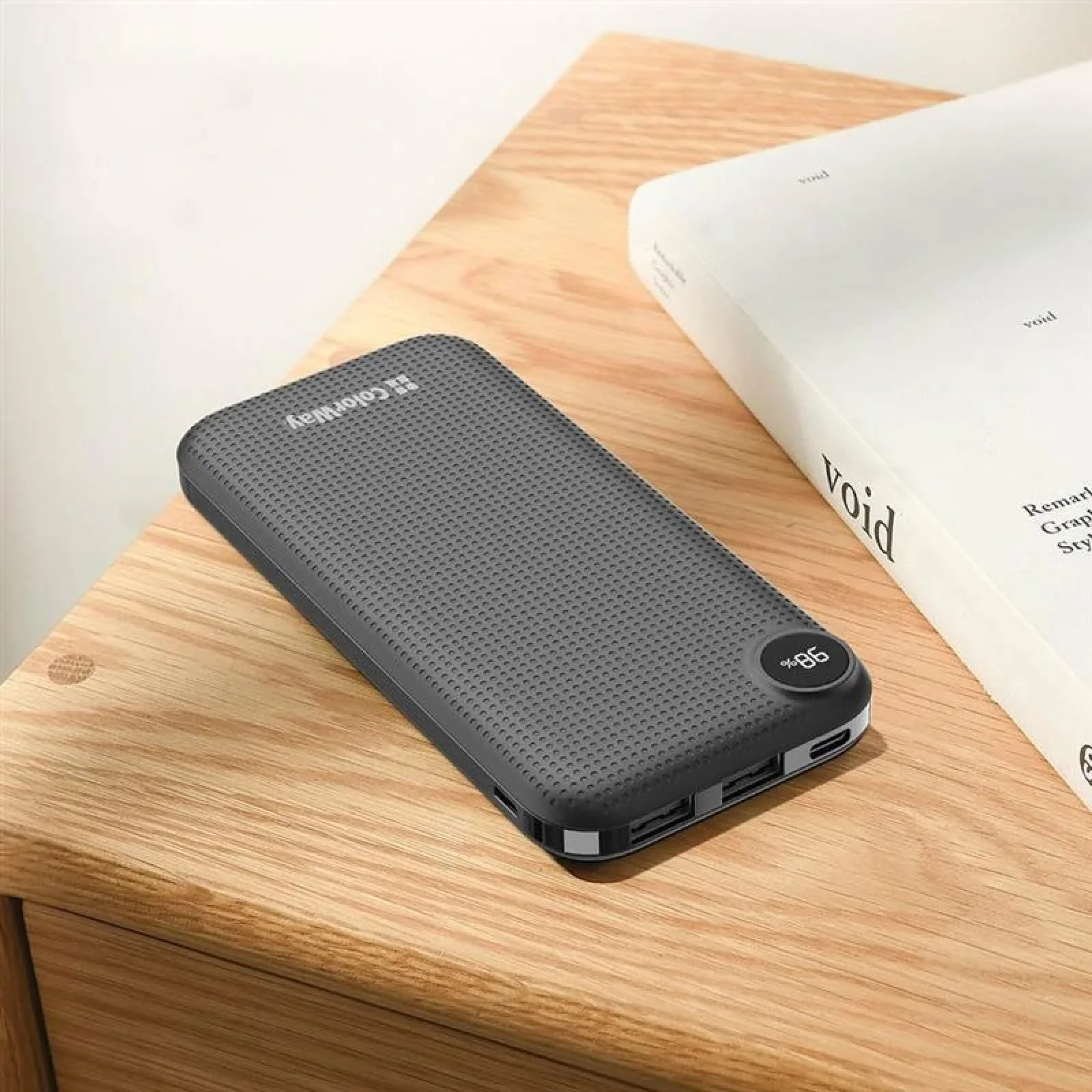 Зовнішній акумулятор ColorWay Slim, LCD 10000mAh Black (CW-PB100LPH2BK-D) UA