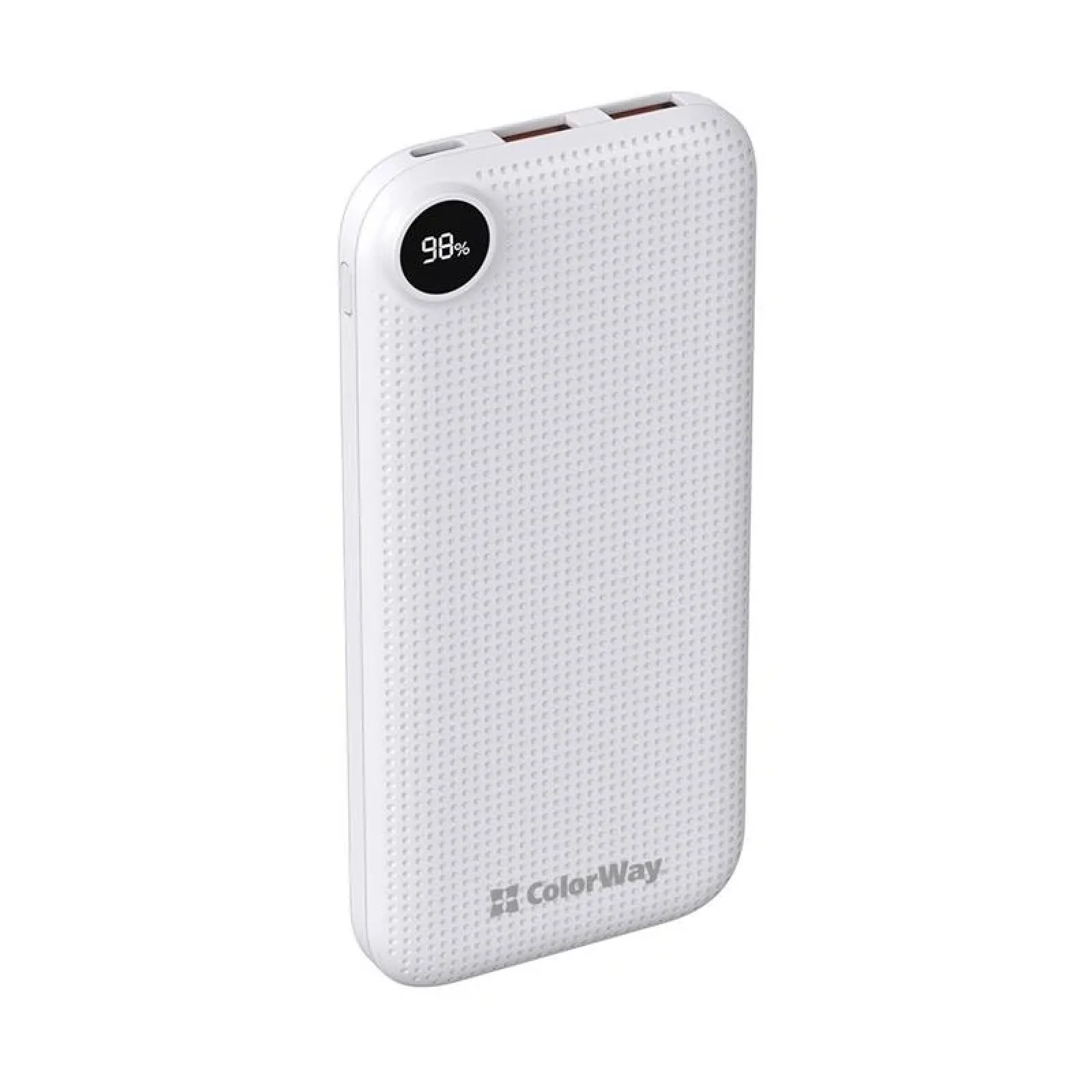 Зовнішній акумулятор ColorWay Slim, LCD 10000mAh White (CW-PB100LPH2WT-D) UA