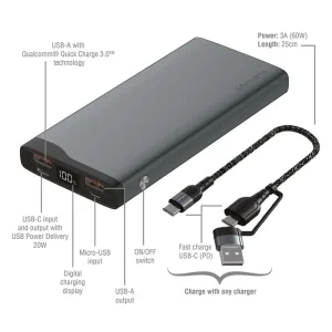 Внешний аккумулятор 4smarts VoltHub Pro 10000mAh 22.5W with Quick Charge, PD gunmetal Select Edition UA