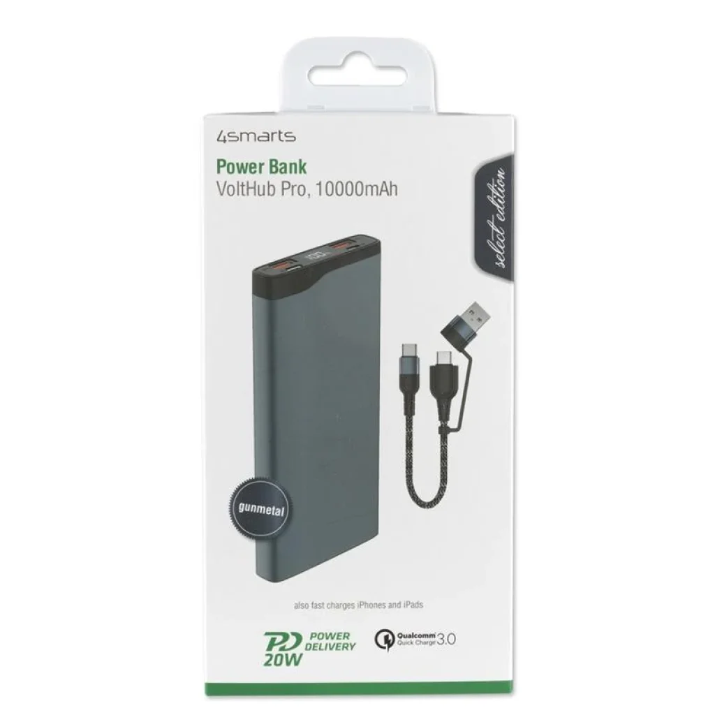 Внешний аккумулятор 4smarts VoltHub Pro 10000mAh 22.5W with Quick Charge, PD gunmetal Select Edition UA