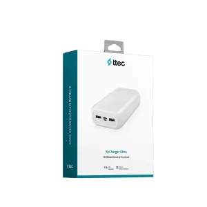 Зовнішній акумулятор Ttec 30000mAh ReCharger Ultra White (2BB190B) UA