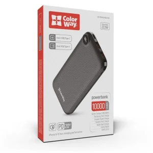 Зовнішній акумулятор ColorWay LCD 10000mAh Black (CW-PB100LPI3BK-PDD) UA