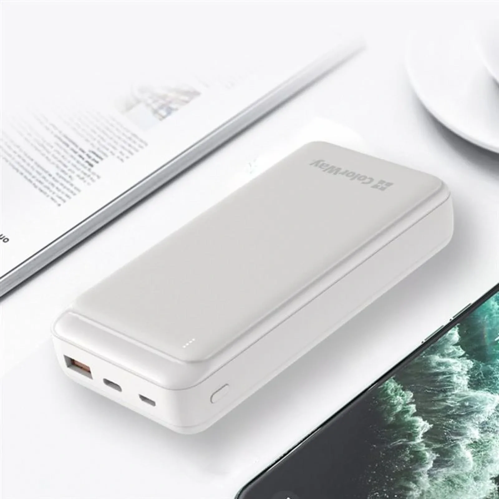 Зовнішній акумулятор ColorWay Slim 20000mAh White (CW-PB200LPG3WT-PD) UA