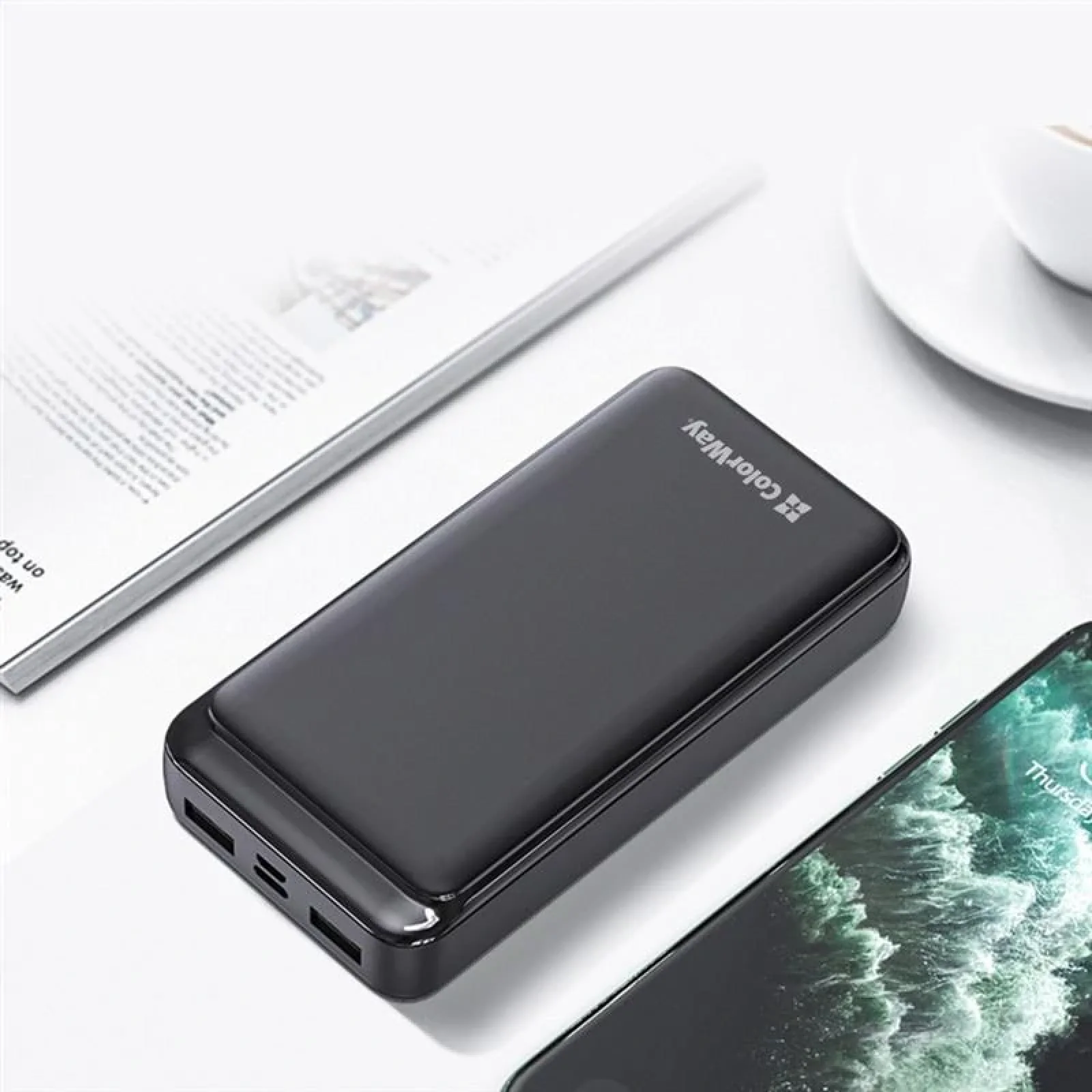 Зовнішній акумулятор ColorWay Slim 20000mAh Black (CW-PB200LPD2BK) UA