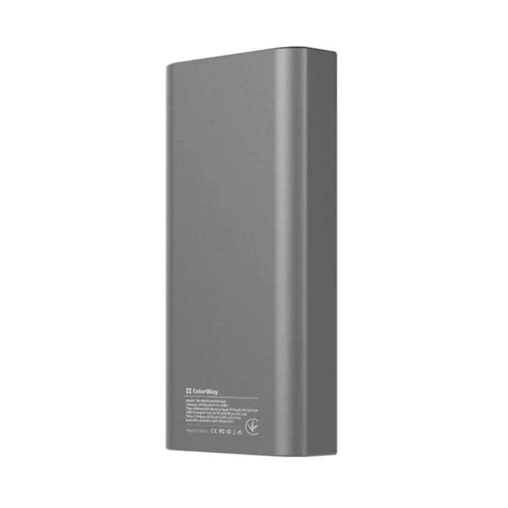 Зовнішній акумулятор ColorWay 20000mAh Gray (CW-PB200LPH3GR-PDD) UA