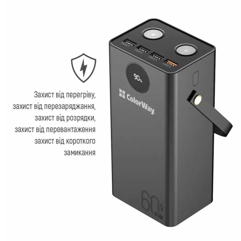 Зовнішній акумулятор ColorWay Powerful 60000mAh Black (CW-PB600LPA5BK-PDD) UA