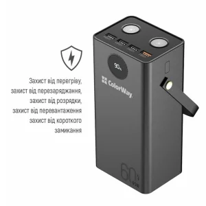 Зовнішній акумулятор ColorWay Powerful 60000mAh Black (CW-PB600LPA5BK-PDD) UA