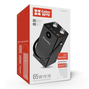 Зовнішній акумулятор ColorWay Powerful 60000mAh Black (CW-PB600LPA5BK-PDD) UA
