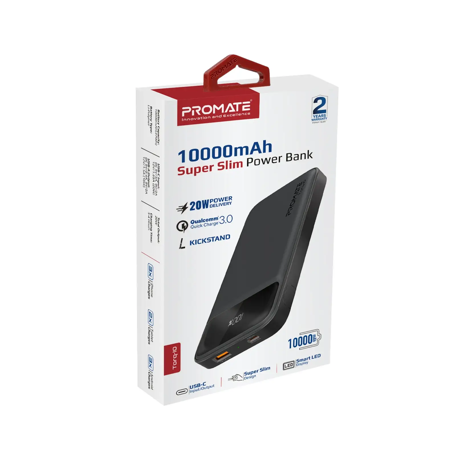 Зовнішній акумулятор Promate Torq-10 Black 10000mAh, torq-10.black UA
