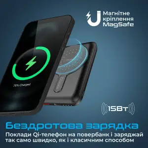 Зовнішній акумулятор Promate PowerMag-10Pro Black 10000mAh, powermag-10pro.black UA