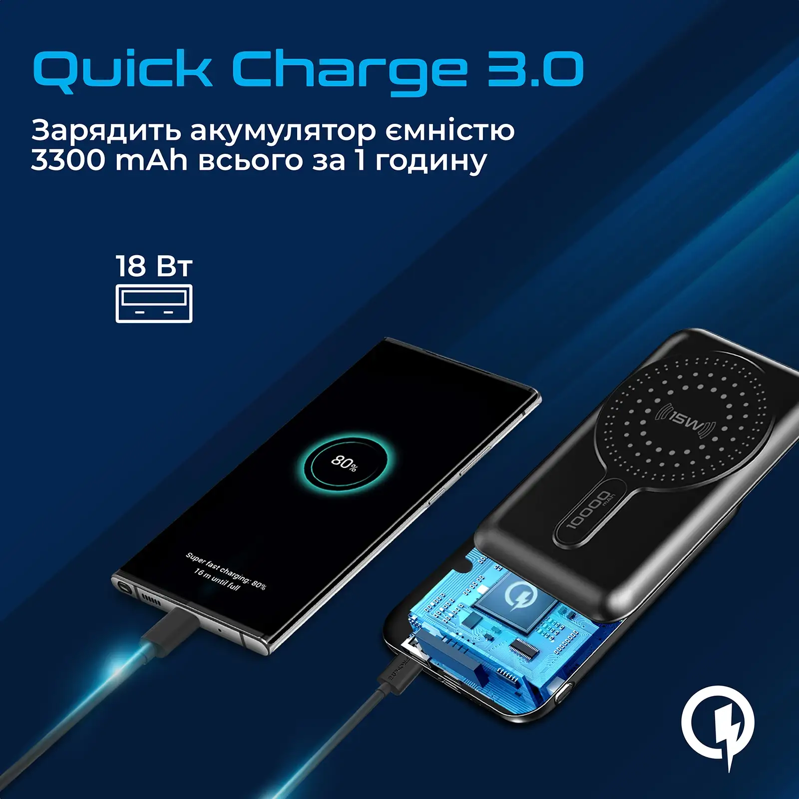 Зовнішній акумулятор Promate PowerMag-10Pro Black 10000mAh, powermag-10pro.black UA
