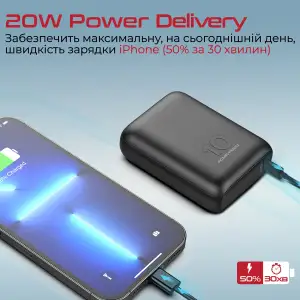 Зовнішній акумулятор Promate Acme-PD20 Black 10000mAh, acme-pd20.black UA