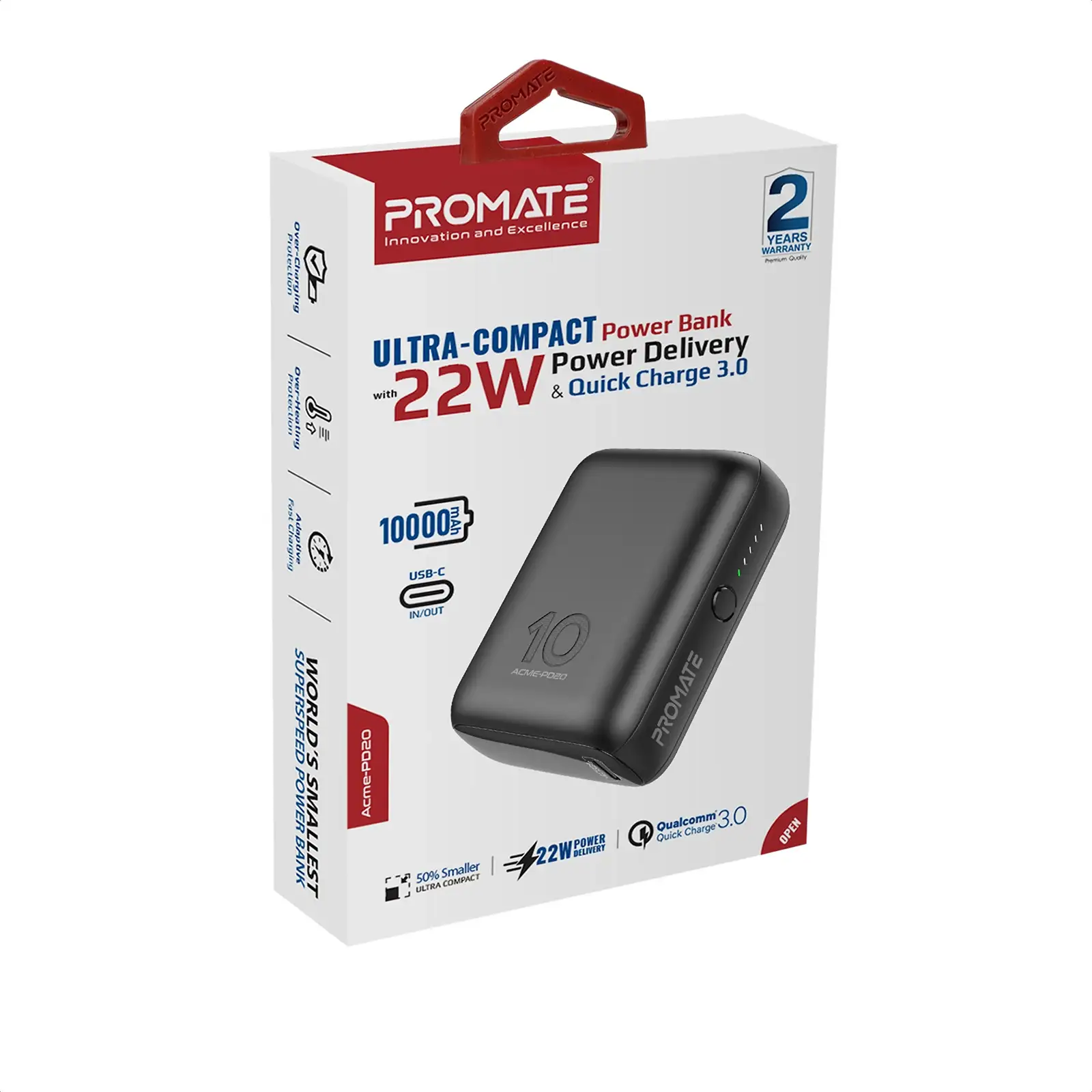 Зовнішній акумулятор Promate Acme-PD20 Black 10000mAh, acme-pd20.black UA