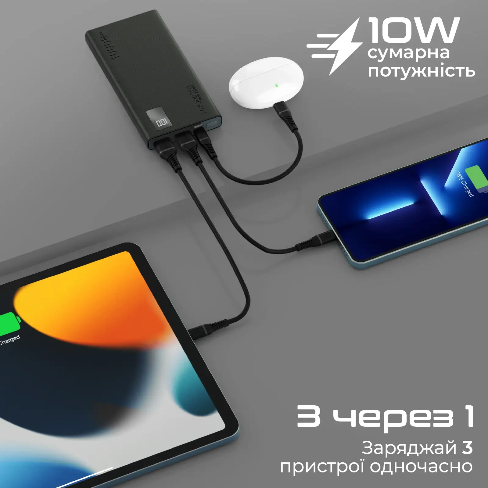 Внешний аккумулятор Promate Bolt-10Pro Black 10000mAh, bolt-10pro.black UA