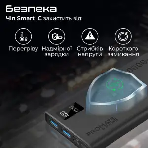 Внешний аккумулятор Promate Bolt-10Pro Black 10000mAh, bolt-10pro.black UA