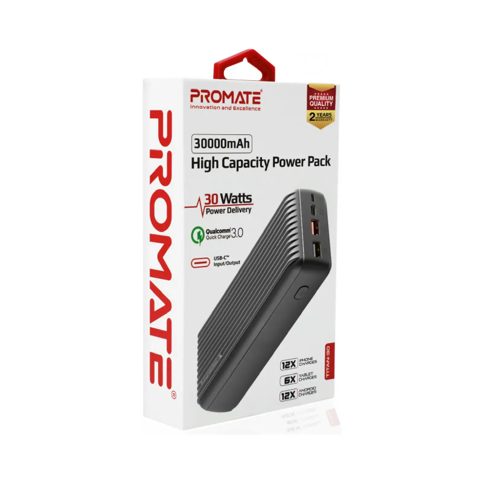Внешний аккумулятор Promate Titan-30 Black 30000mAh, titan-30.black UA