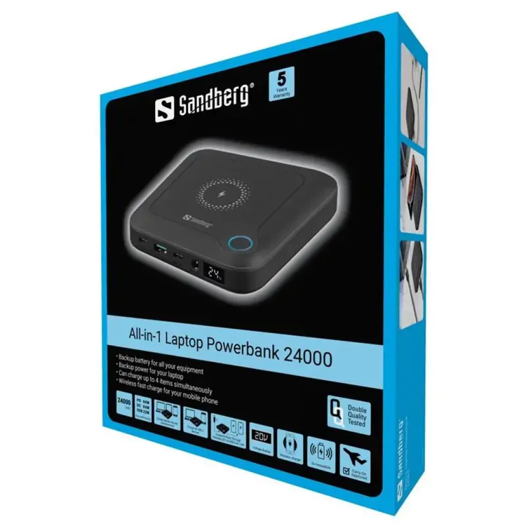 Зовнішній акумулятор Sandberg All-in1 Laptop Powerbank 24000mAh Black (420-57) UA