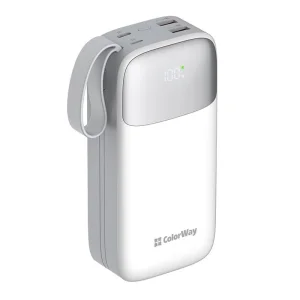 Зовнішній акумулятор ColorWay 30000mAh White (CW-PB300LPA4WT-PDD) UA
