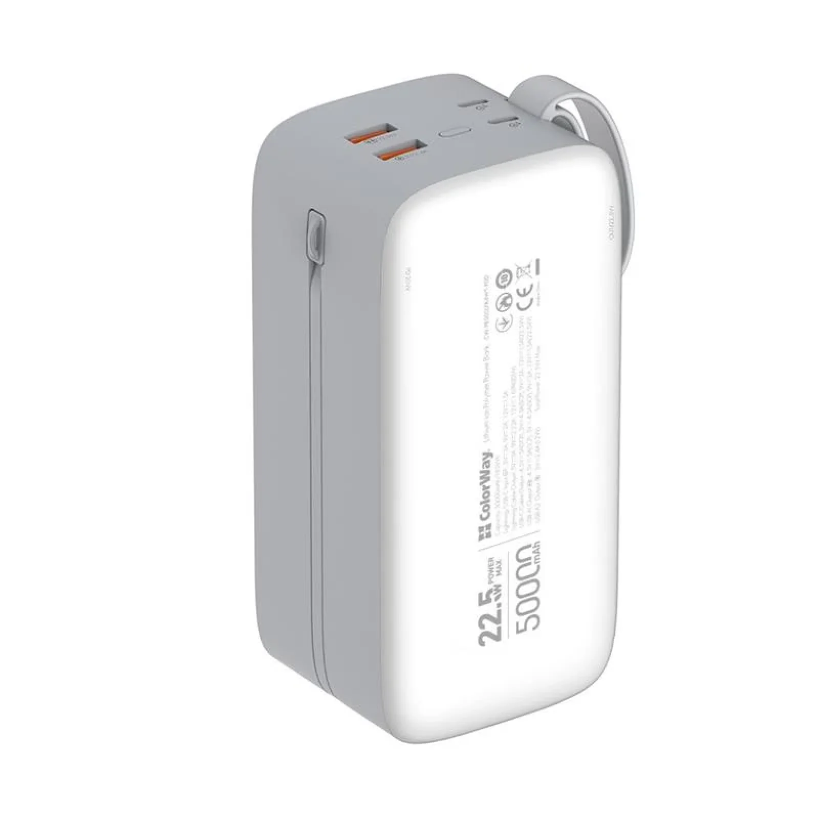 Зовнішній акумулятор ColorWay 50000mAh White (CW-PB500LPA4WT-PDD) UA