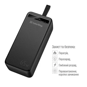Зовнішній акумулятор ColorWay Powerful 40000mAh Black (CW-PB400LPA4BK-PDD) UA